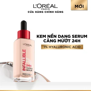 Kem nền dạng serum 24h căng mướt, tự nhiên L'Oreal Paris Infallible 24H Tinted Serum (1% Hyaluronic Acid) 30ml